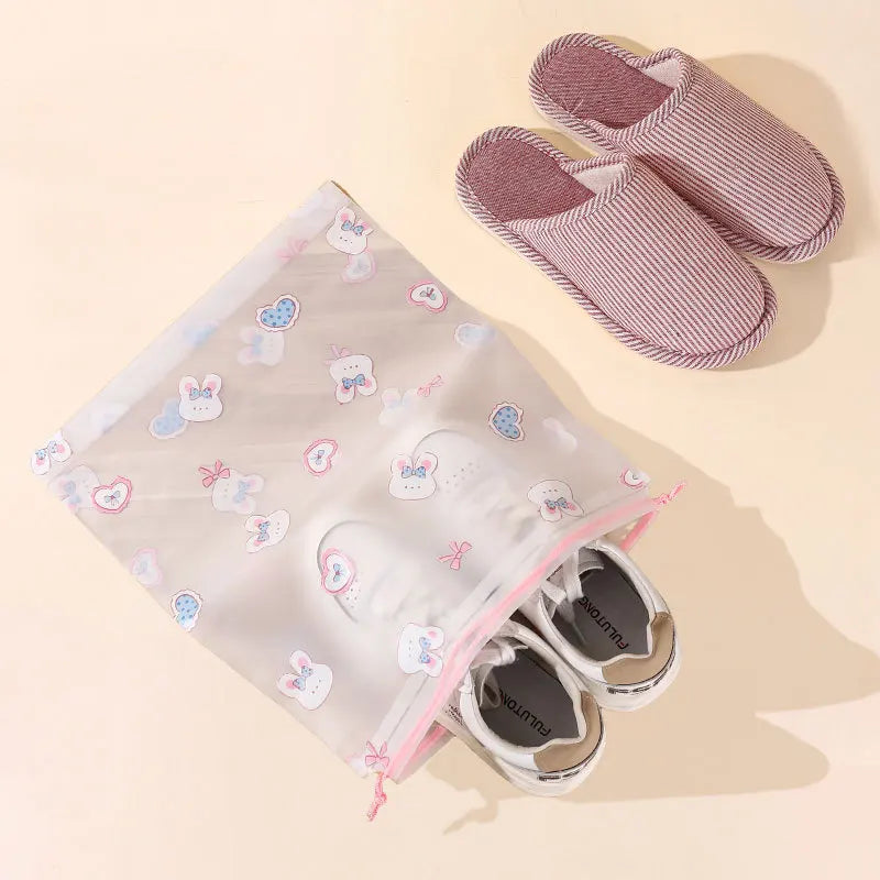10Pcs Transparent Waterproof Travel Cosmetic Bag Towel Socks Plastic Drawstring Storage Bag Bathroom Transparent Beach Bag