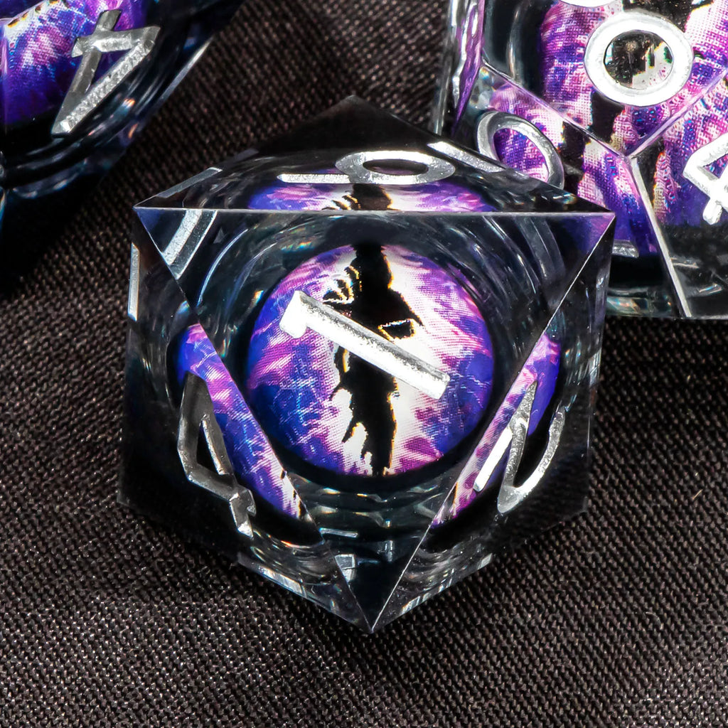 DND Liquid Core Dice Set D&D, Sharp Edge Resin Dungeon and Dragon Dice, Role Playing RPG D and D Dice D20 D12 D10 D8 D6 D4