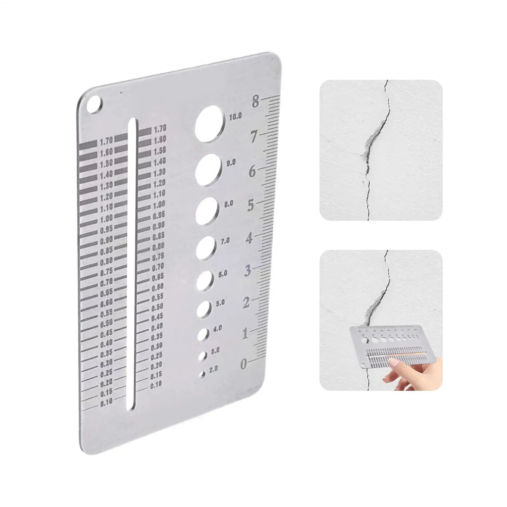 Stainless Steel Crack Width Gauge Card Precision Gap Measuring Tool for Concrete Wall Inspection, Home & Construction Monitoring