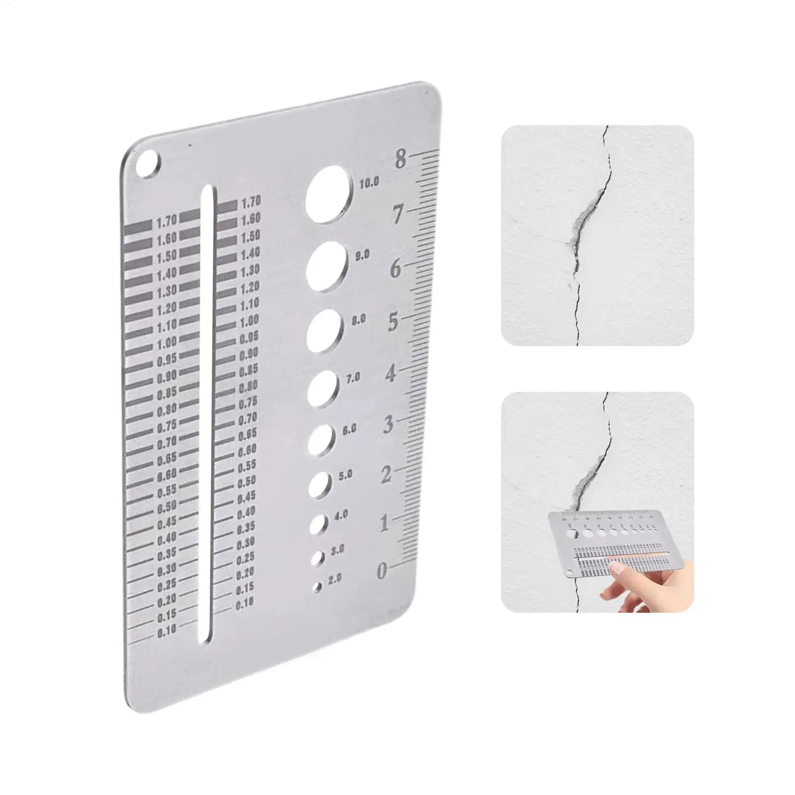 Stainless Steel Crack Width Gauge Card Precision Gap Measuring Tool for Concrete Wall Inspection, Home & Construction Monitoring
