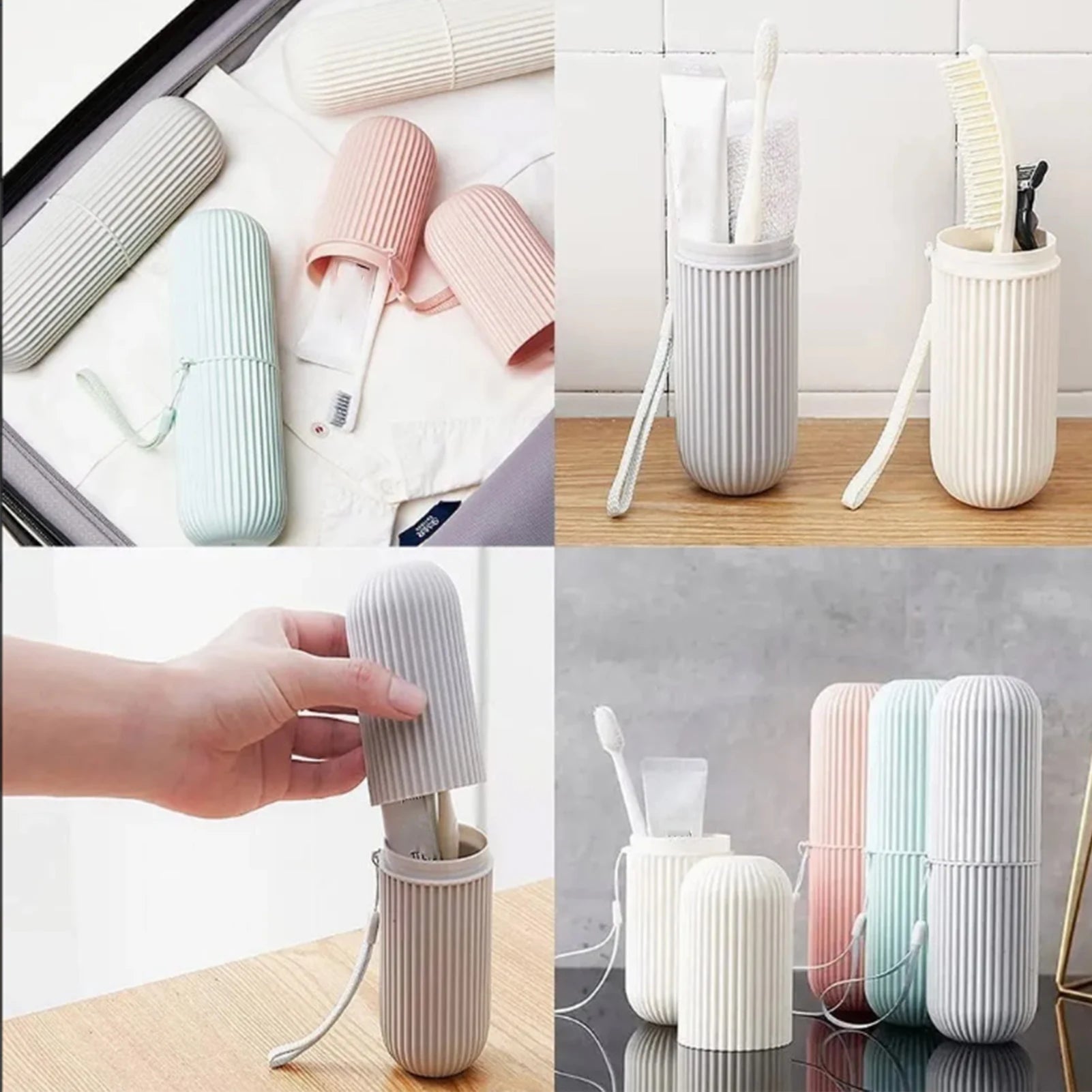 Toothbrush Cup Case Multifunctional Portable Plastic Toothbrush Toothpaste Case Box for Travel Camping