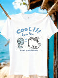【WZM10860】Creative cat print plus size women's round neck summer casual short sleeved street fashion versatile T-shirt