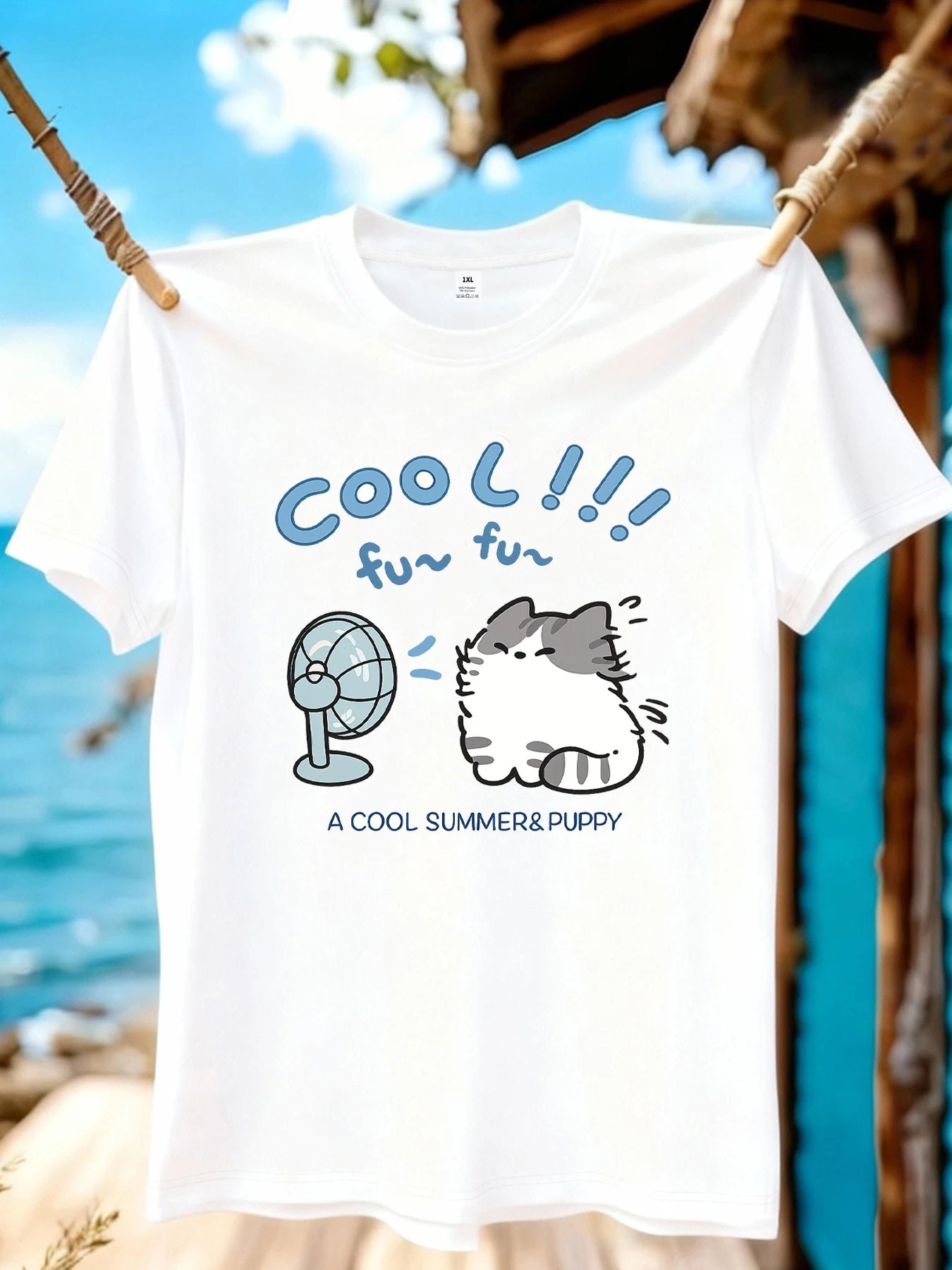 【WZM10860】Creative cat print plus size women's round neck summer casual short sleeved street fashion versatile T-shirt