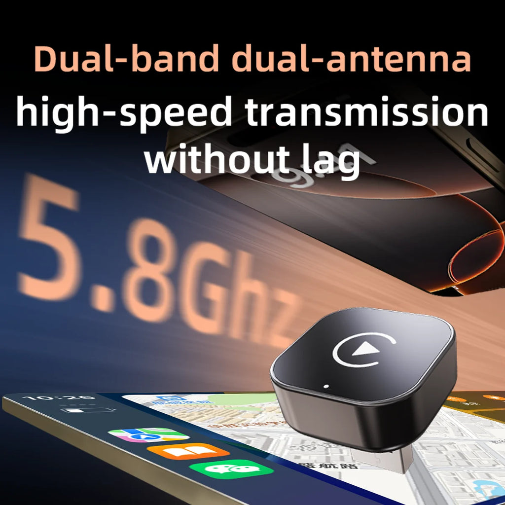 2in1 Wireless Carplay Adapter Wireless Android Auto Adapter Plug and Play USB Connection Wired to Wireless CarPlay Android Auto
