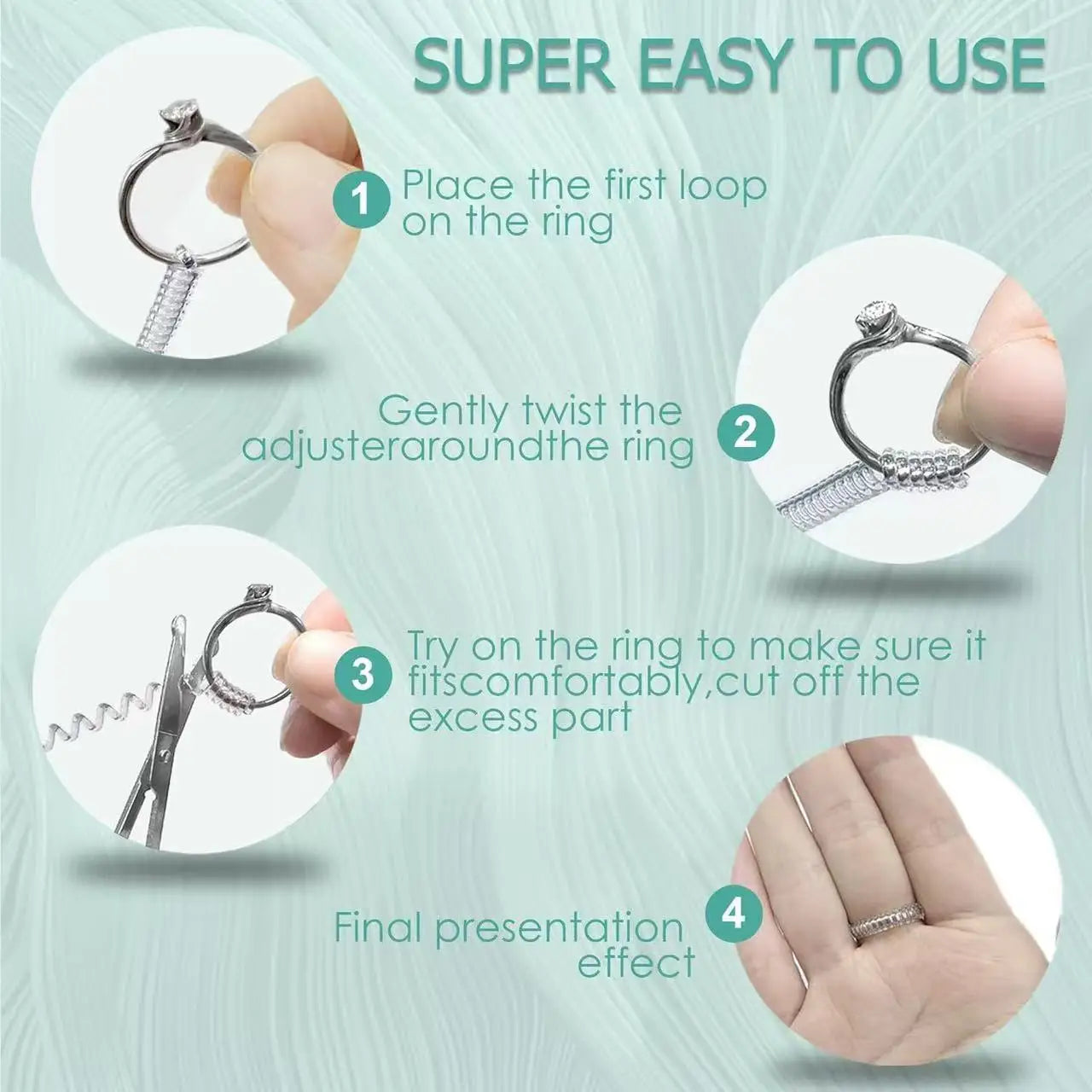 6pcs/lot Guard Tightener Reducer Resizing Tool Transparent Spiral Based Ring Tools Spring Coil Ring Size Adjuster For Jewelry