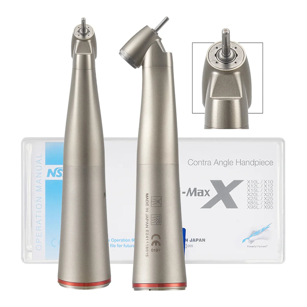 NSK Red Rings Ti Max X95L contraangulo Dental 1:5 Increasing Speed Handpiece Against Contra Angle LED Optic Fiber Quattro Spray