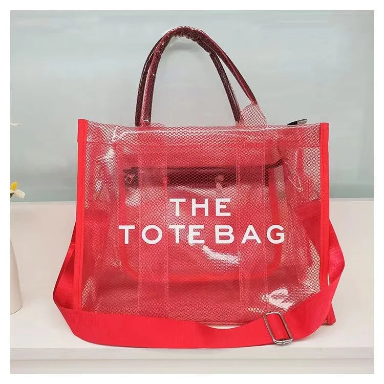 Fashion New High Capacity PVC Women's Bag Transparent Tote Bag Jelly Bag Handheld One Shoulder Crossbody Tote Bag