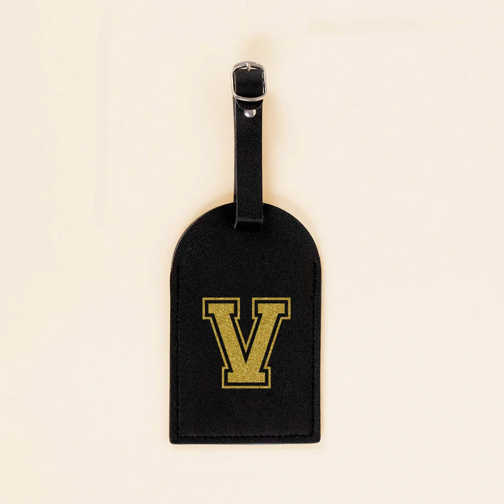 Vintage Initial Print Women PU Leather Luggage Tag Suitcase Label Baggage Boarding Bag Tags Travel Neceser Accessorie Best Gift