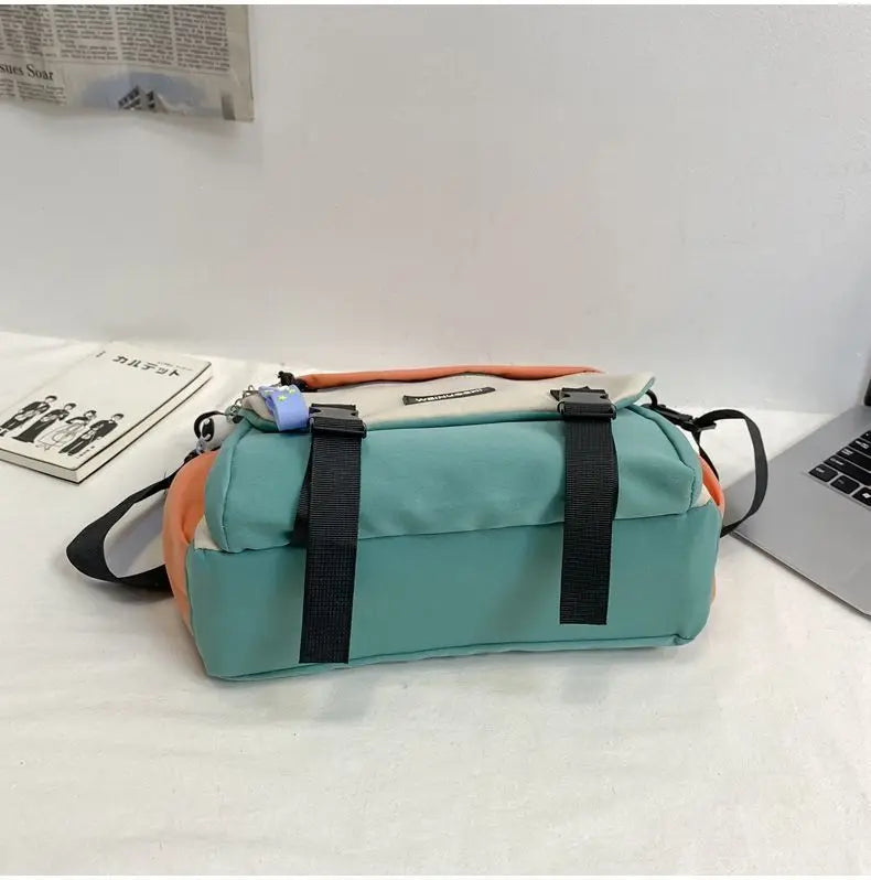Japanese Simple Men Messenger Bag Korean Bag Student Nylon Waterproof Canvas Bag Tide Shoulder Crossbody Bags for Women Satchel