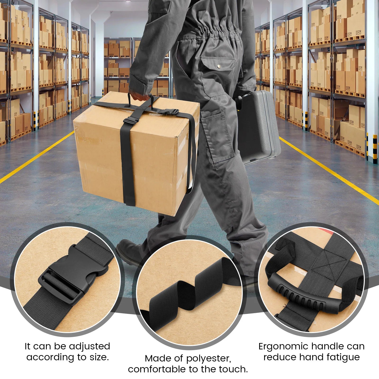 Box Carrying Strap 74.8/118.11 Inch Adjustable Cross Style Box Straps Handheld Carry Belts for Safely Moving and Lifting Luggage