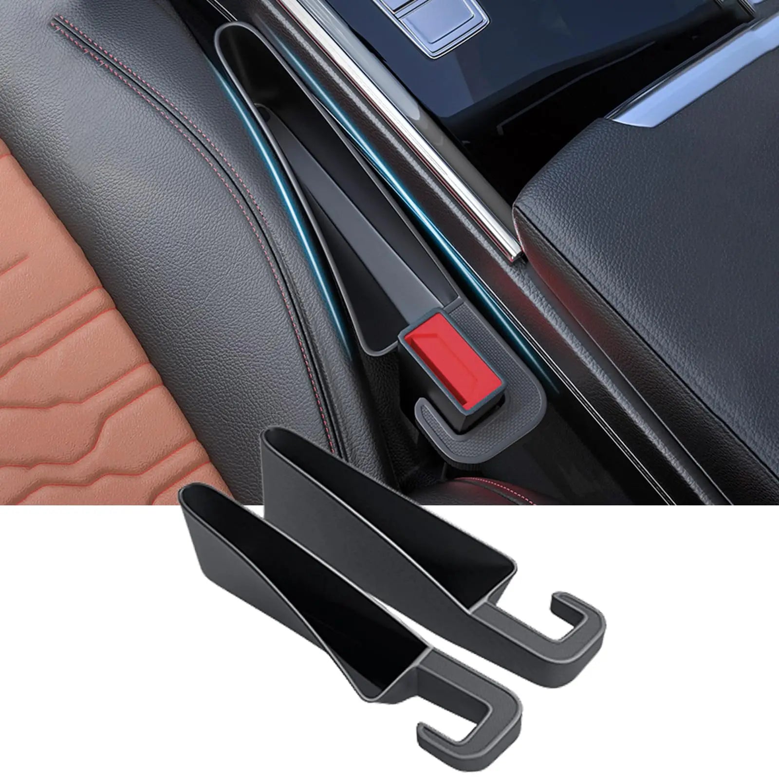 Upgrade Short Car Seat Gap Filler Seat Gap Organizer Box with Phone Charging Cable Hole Auto Gap Filler Seat Crevice Storage Box