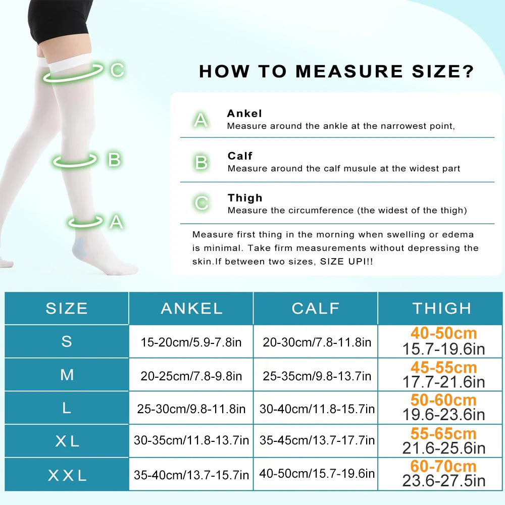 1 Pair Anti Embolism Stockings, 15-21 MmHg, Ted Hose White Compression Socks - Knee High Medical Compression Socks for Swelling