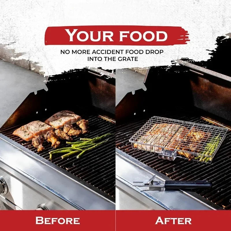 Portable Metal iron Folding Grill Basket BBQ Grill Basket With Handle for Fish Vegetables Shrimp Cook Accessories Outdoor
