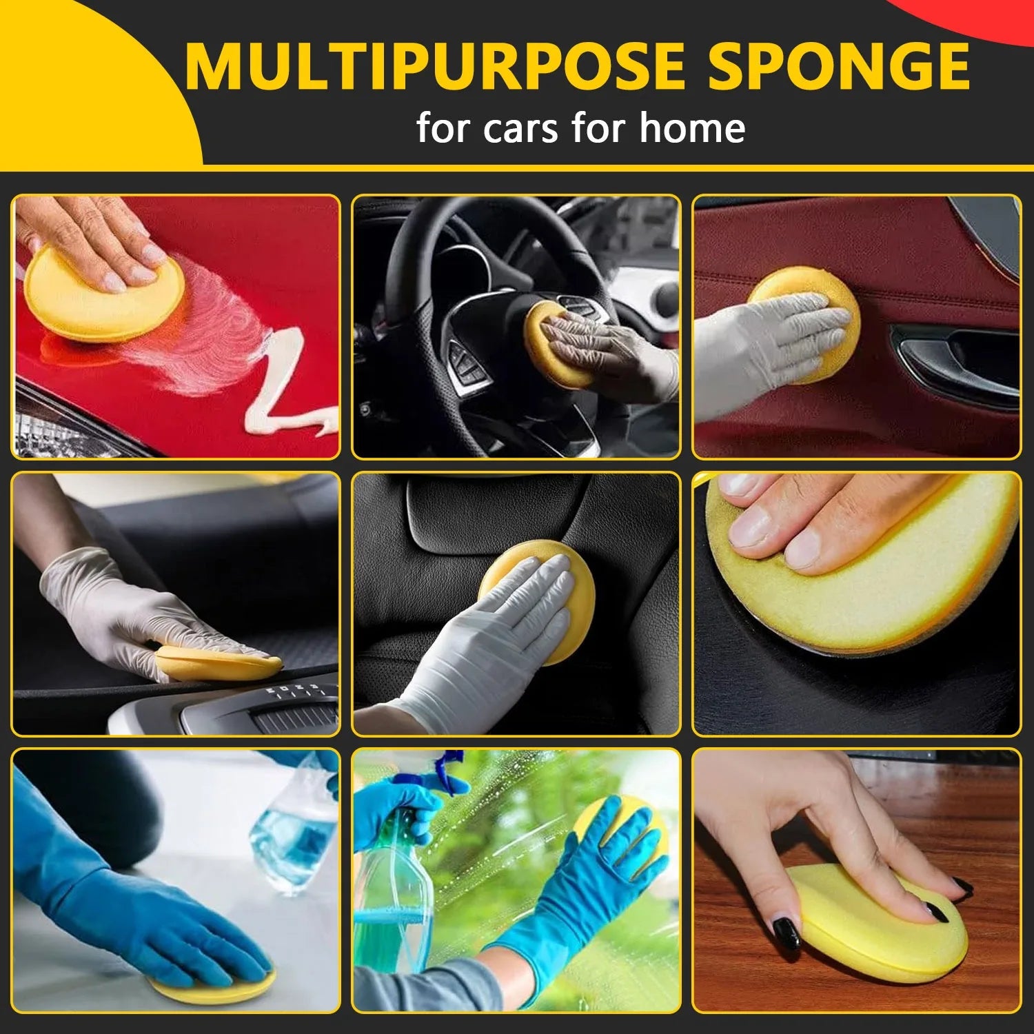 60-12PCS Car Waxing Polish Wax Foam Sponges High Density Detailing Applicator Pad Soft Sponge Detail Washing Car Cleaning Tool