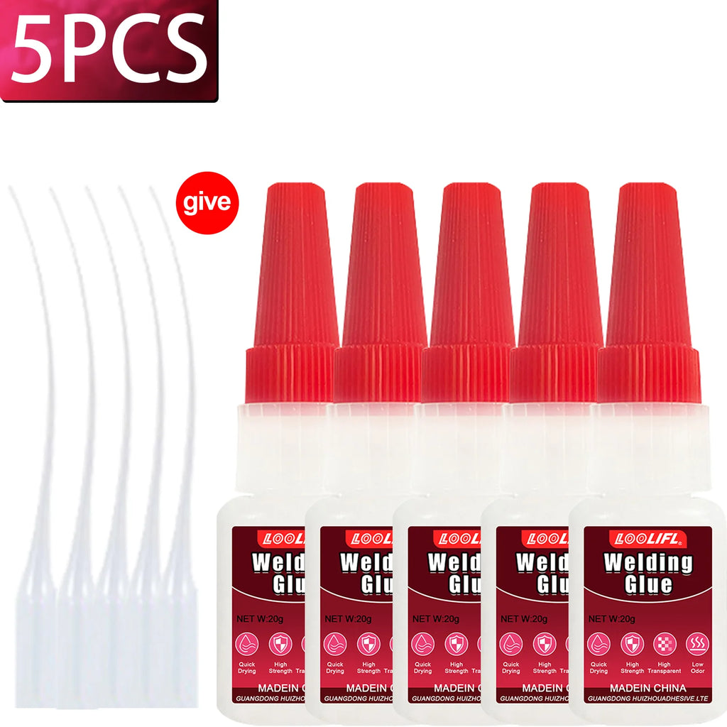 LOOLIFL Instant Strong Super Glue Universal Mighty High Viscosity Welding Glue for Metal Glass Wood DIY Adhesive Fast Dry tool
