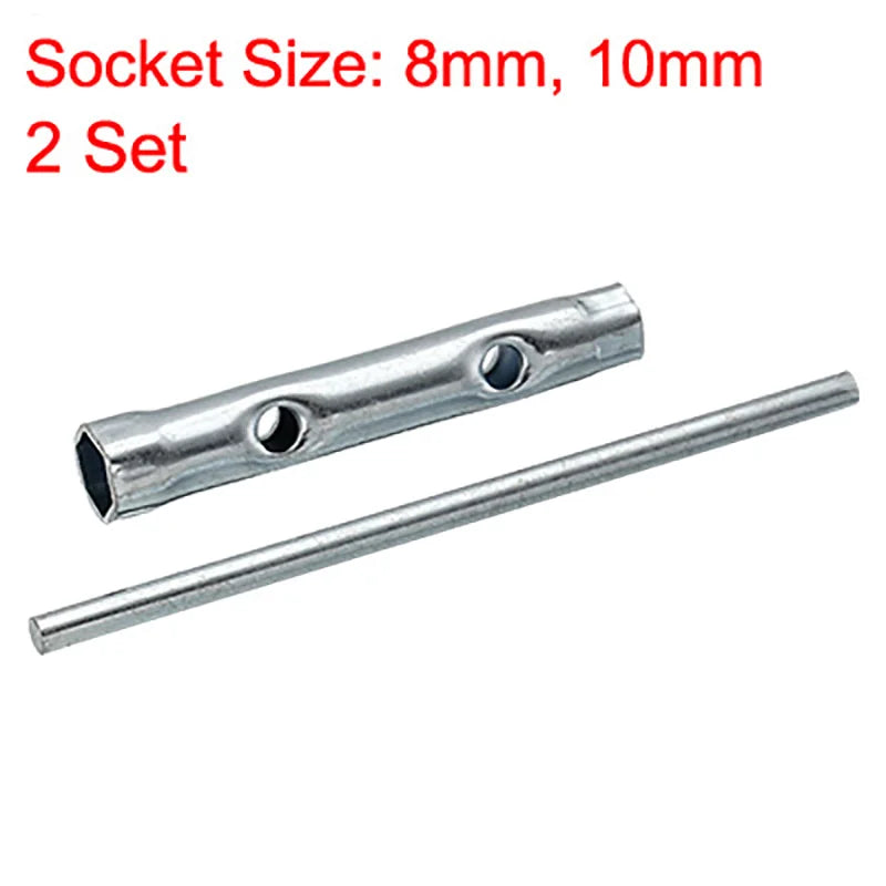 2 Pcs 8-10mm Spark Plug Wrench Dual Ended Wrench Hex Socket Tool Spanner Set with Torque Bar Handles For Car Auto