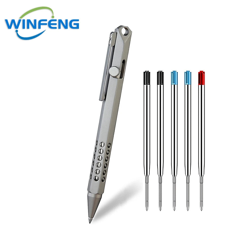 High Quality TC4 Titanium Tactical Pen Business Signature Pen Emergency Glass Breaker Security Protection Survival Supplies