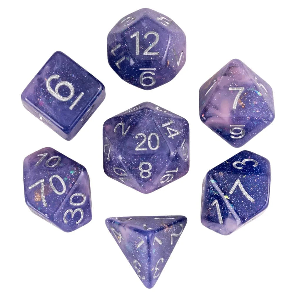 Cusdie Two-tone DND Dices 7 Resin Glitter D&D Dice D4 D6 D8 D10 D% D12 D20 Polyhedral Dice Set for Role Playing Board Games