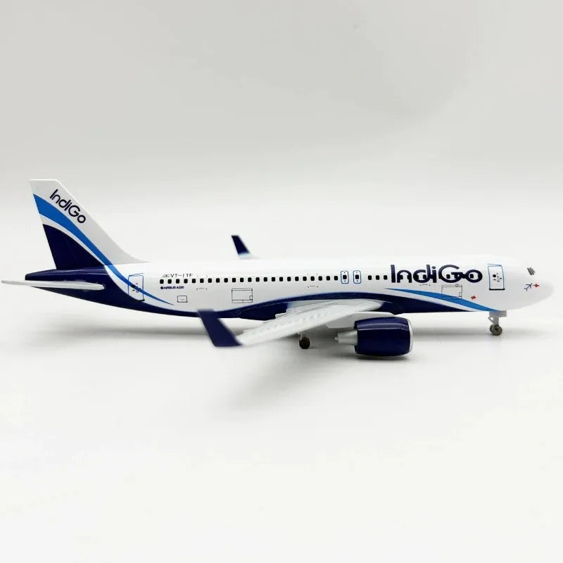 20CM A320 Indigo Airlines Plane Model W Wheels Landing Gears kids toys for boys Alloy Metal Diecast Airplane For Collected