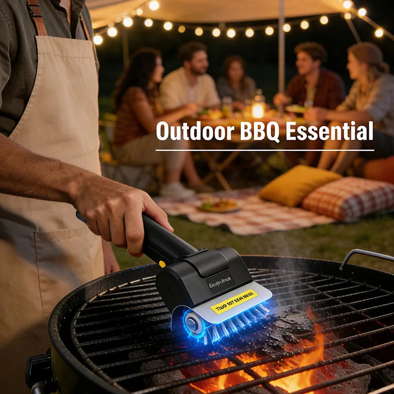 Electric BBQ Grill Brush Automatic Barbecue Cleaning Brush Rust Remover Cleaner Outdoor Grill Grate Washing Tool