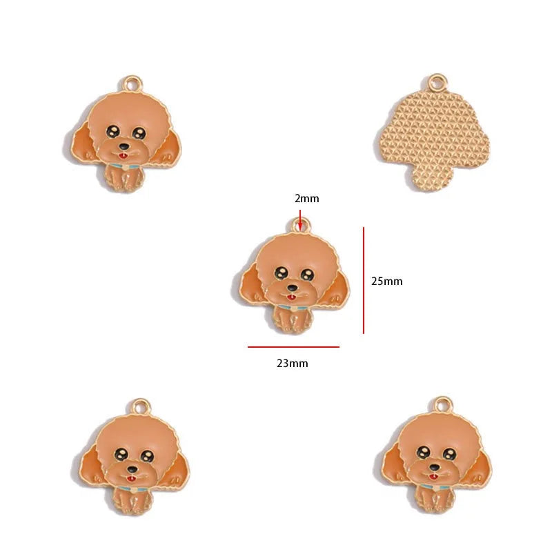 12pcs Alloy Drip Oil Cute Pet Dog Jewelry DIY Pendant Earrings Necklace Accessories Keychain Pendant Handmade
