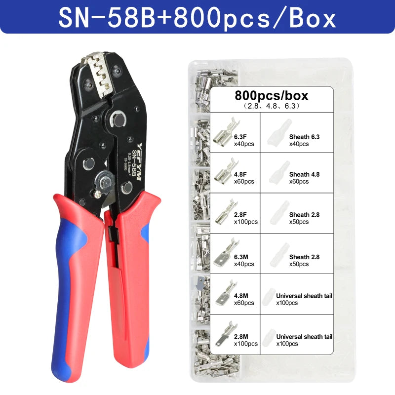 Non-insulated Open Barrel Crimping Tool SN-58B 23-16 AWG /0.25-1.5mm², Dupont Molex JST TE Terminals & EPC PCIE SATA Pins