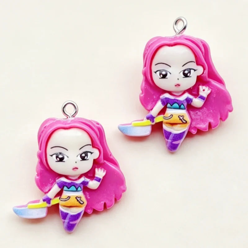 11pcs resin cartoon pendant, DIY jewelry making earrings, keychain accessories