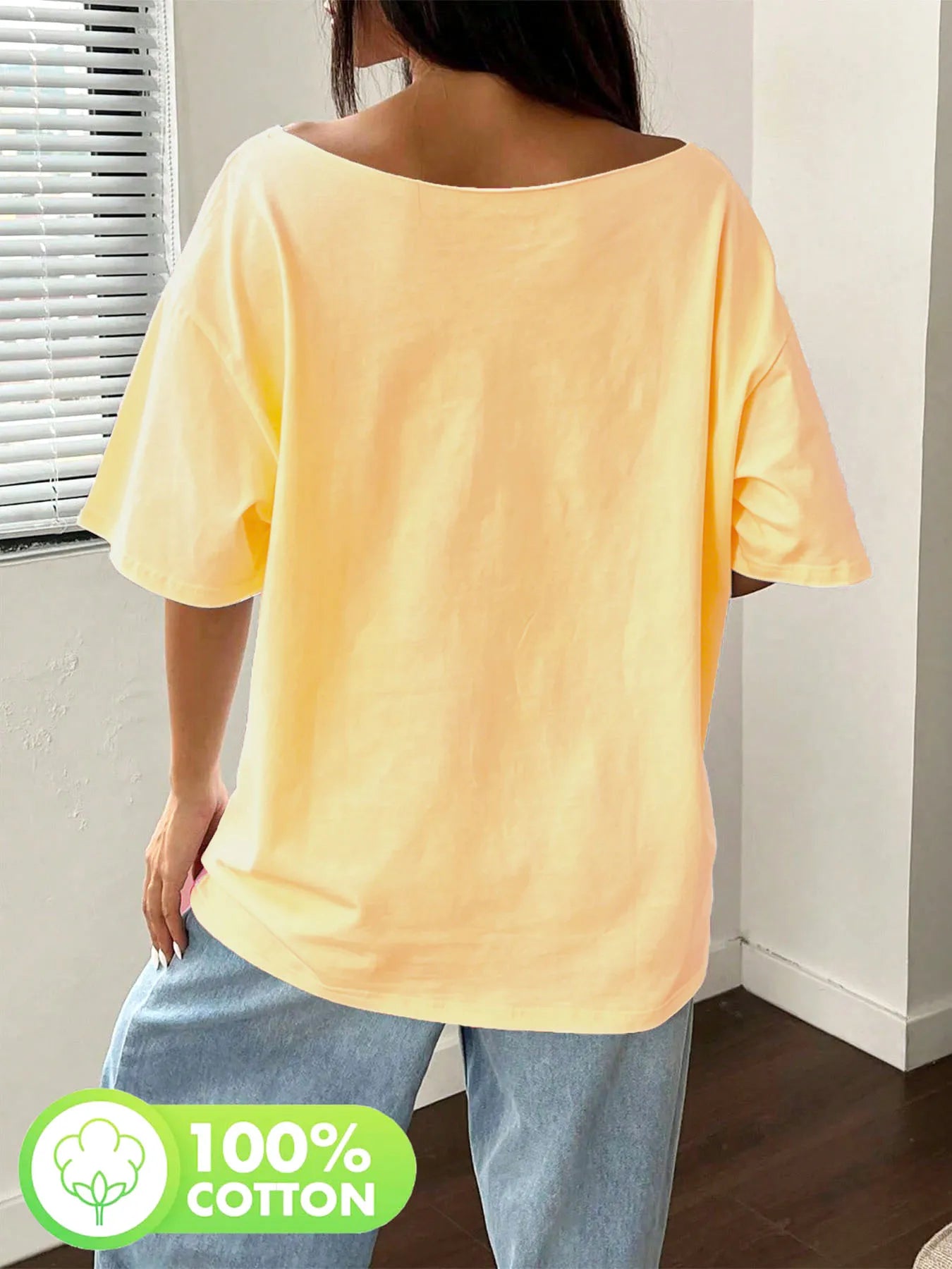 100% Cotton Plus Size Italian Spritz Travel Scenery Print Shoulder Loose Print T-Shirt Oversized Y2K Style Graphic Tees Women