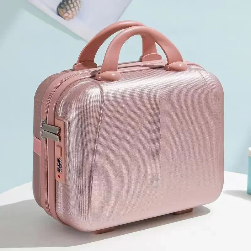2025 New 14 inch Hard Shell Waterproof Shockproof Portable Mini Suitcase Password Lock Storage Cosmetic Bag Carry-on Luggage