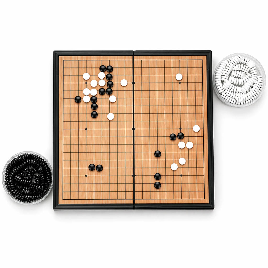 Folding Go Board Set 13 19 Line Gomoku Chess Set Portable Travel Educational Puzzle Game for Kids Adults Beginners Gift