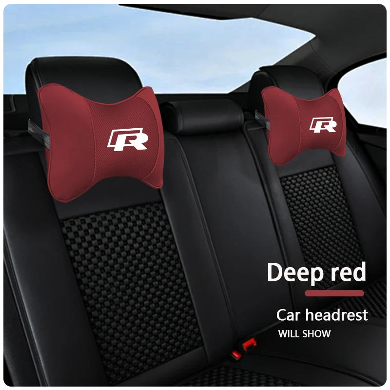 Keychain Leather Car Seat Headrest Memory Foam Comfort Neck Pillow Auto Interiors For Volkswagen VW T5 ID3 Tiguan GTI RLine Golf