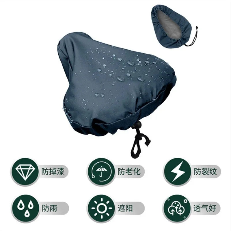 Bicycle Saddle Rain Cover with Drawstring Sunscreen Mountain Bike Road Bicycle Universal Cushion Waterproof and Dustproof Cover