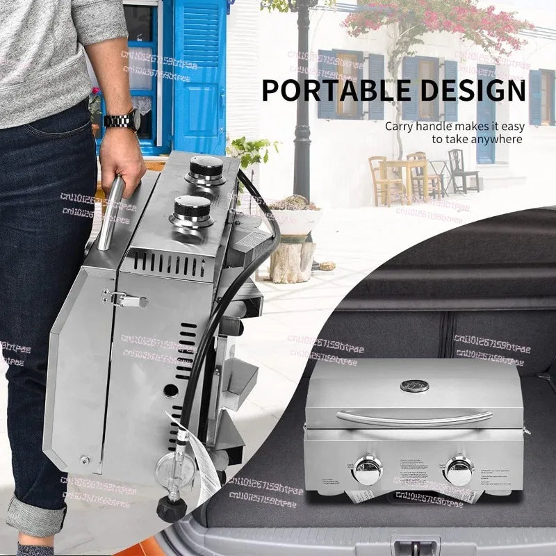 2 camp picnic stove Stainless steel outdoor portable gas barbecue grill