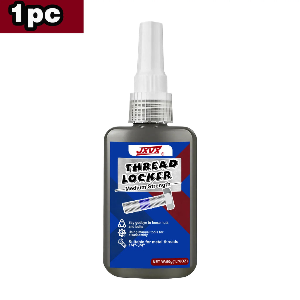 Medium strength blue liquid fillet brakes, removable; Thread adhesive sealant to prevent loosening and rust; 50/10 ml bottle; anti-rust; component replacement sealant.