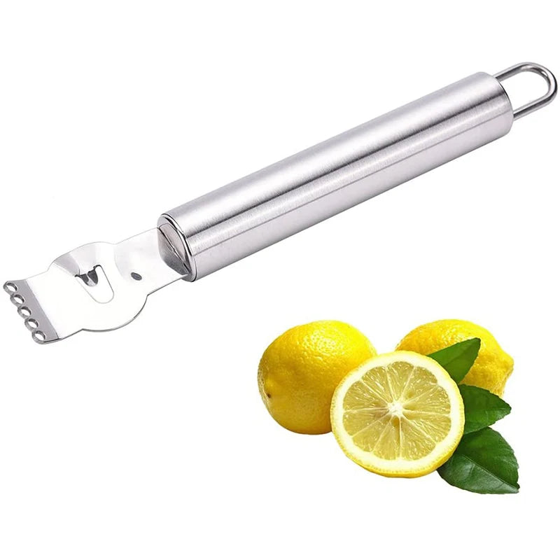 Stainless Steel Lemon Zester Grater With Channel Knife And Hanging Loop Kitchen Gadgets Orange Citrus Fruit Grater Peeling Knife