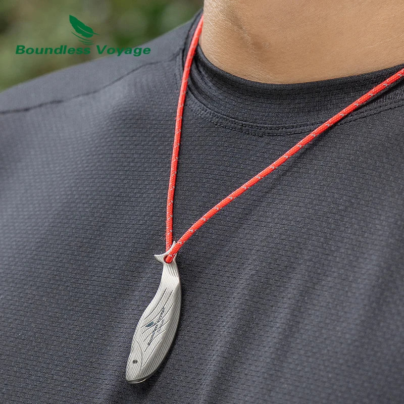 Boundless Voyage Titanium Survival Whistle Compact Emergency Safety Whistle  Rust-Proof Whistles for Camping & Rescue & Training