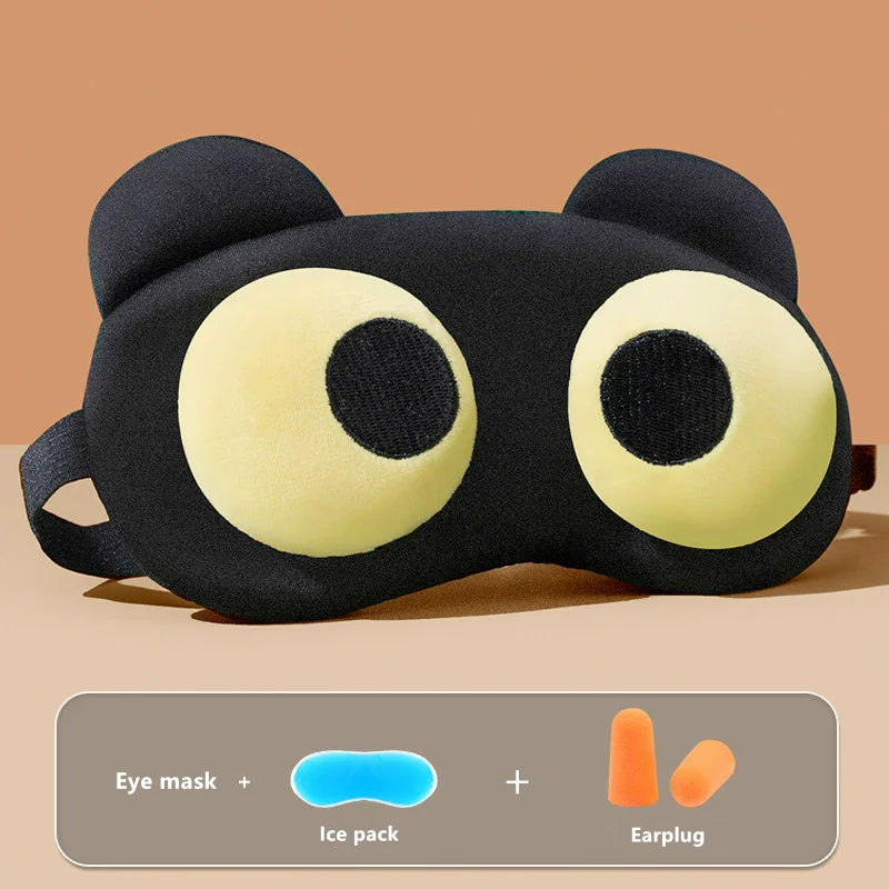 Cute Bear Eye Mask Sleep Aid Light Blocking Breathable Eyeshade for Travel Protective Safety Eye Wear Cold Hot Compress
