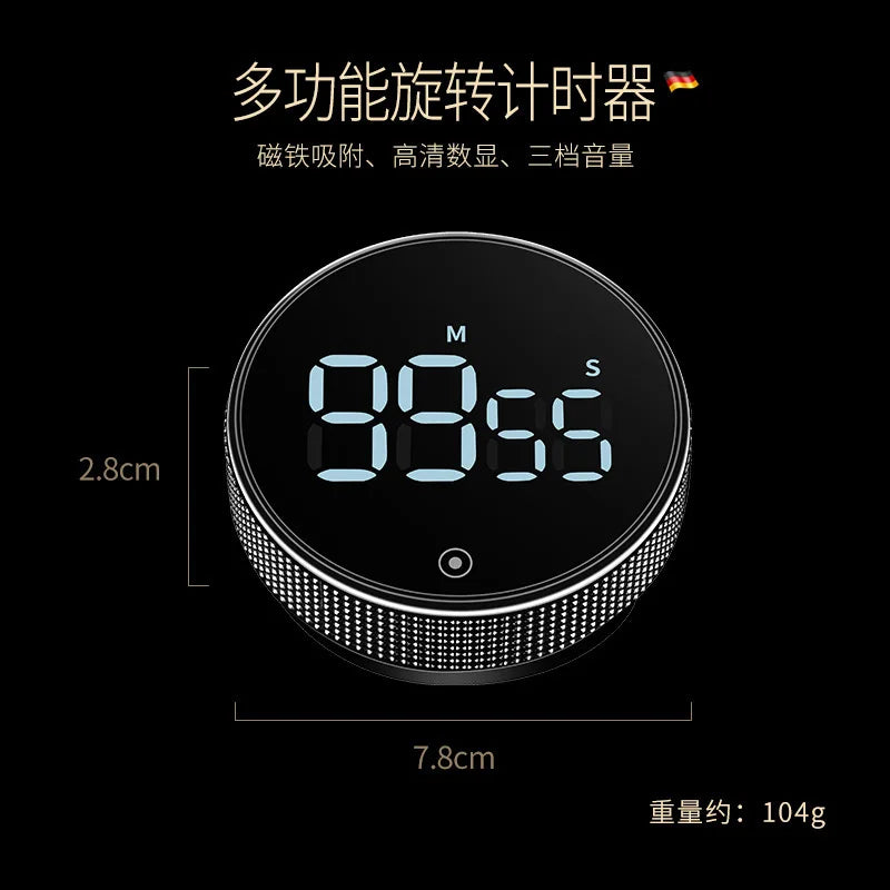 USB Charging Electronic Timer Magnetic Suction Rotary Timer Kitchen Baking Student Countdown Manage