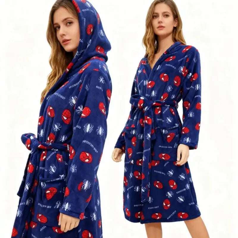 Nightgown Anime Hello Kitty 2026Bathrobe Flannel Thickened Pajamas Women's Home Clothes Winter Warm Pajamas Girls' Nightgown
