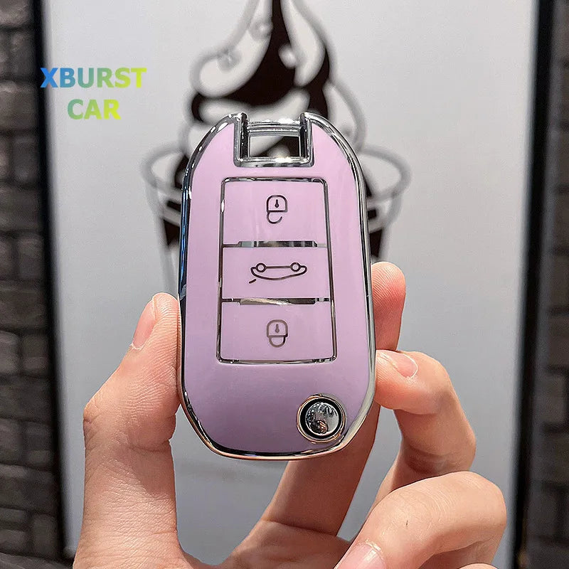 TPU Flip Folding Key Fob Cover Case For Citroen C3 C4 Berlingo 2021 For Peugeot 208 2008 301 308 3008 RCZ 508 408 2008 307