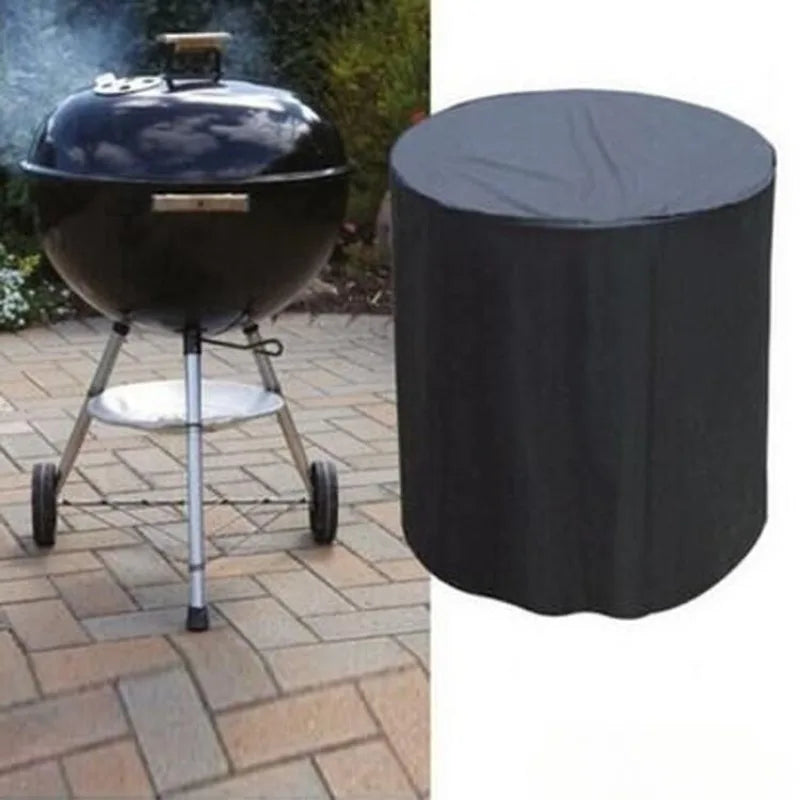 Round BBQ Grill Cover, Universal Outdoor Heavy Duty Windproof Tear Resistant Waterproof Barbecue Protector, Only Cover