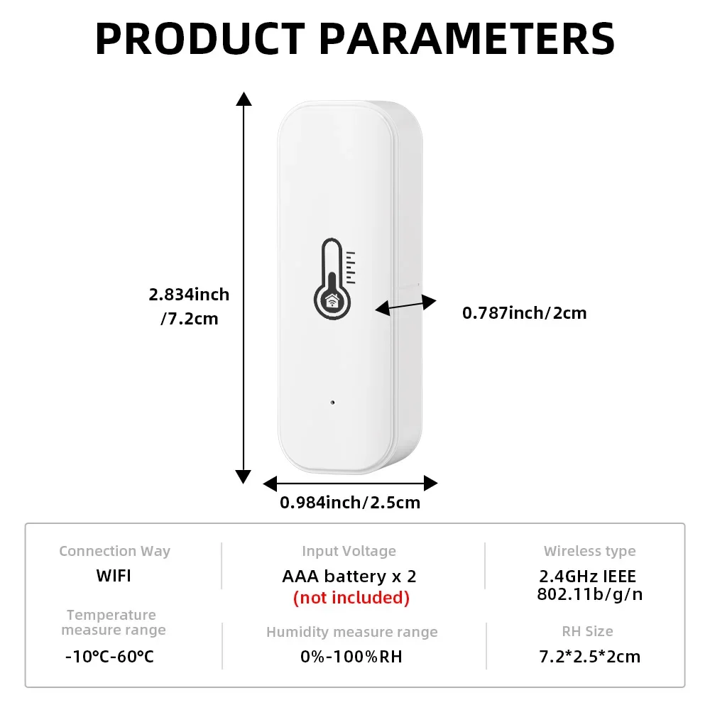 Tuya WiFi Indoor Smart Temperature and Humidity Sensor Hygrometer Battery Powered APP Monitoring For Alexa Google Home Voice