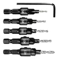 5Pcs/Set Countersink Drill Bit Set  Woodworking Drilling Tool Drill Bit  For Pilot Holes For Screw Sizes 5-14#