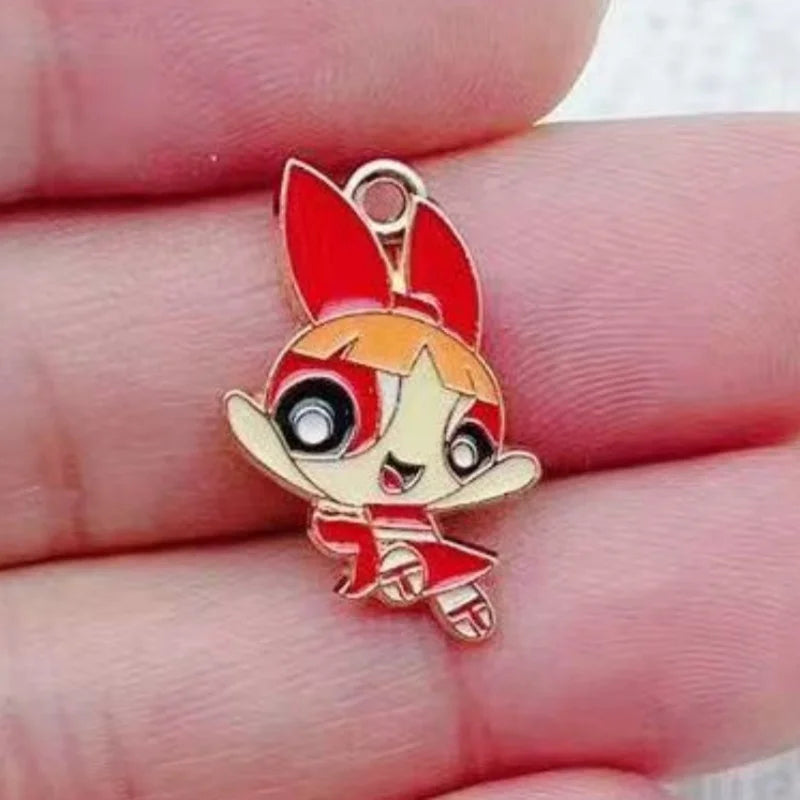 10pcs Alloy Oil-Dripping Cartoon Girl Pendant, DIY Jewelry Making Earrings Keychain Accessories