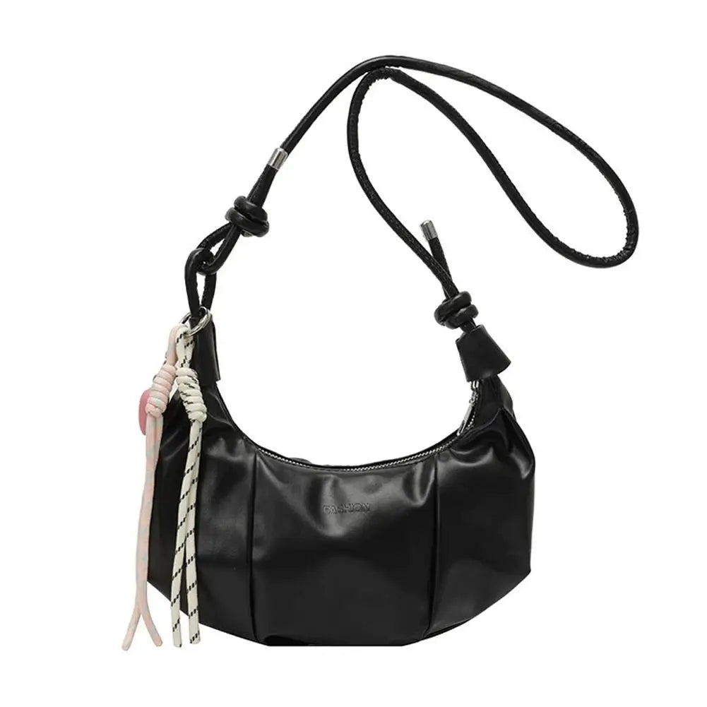 2026 New Elegant Dumpling Shape Shoulder Bag For Women Street Trend PU Material Zipper Opening Crossbody Purse Bag