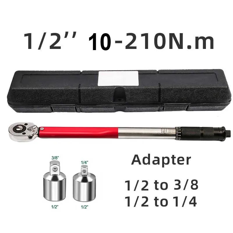 10-210/28-210N.m Torque Wrench 1/2” Precise Reversible Ratchet Torques Key Professional Bicycle Motorcycle Car Automotive Tool