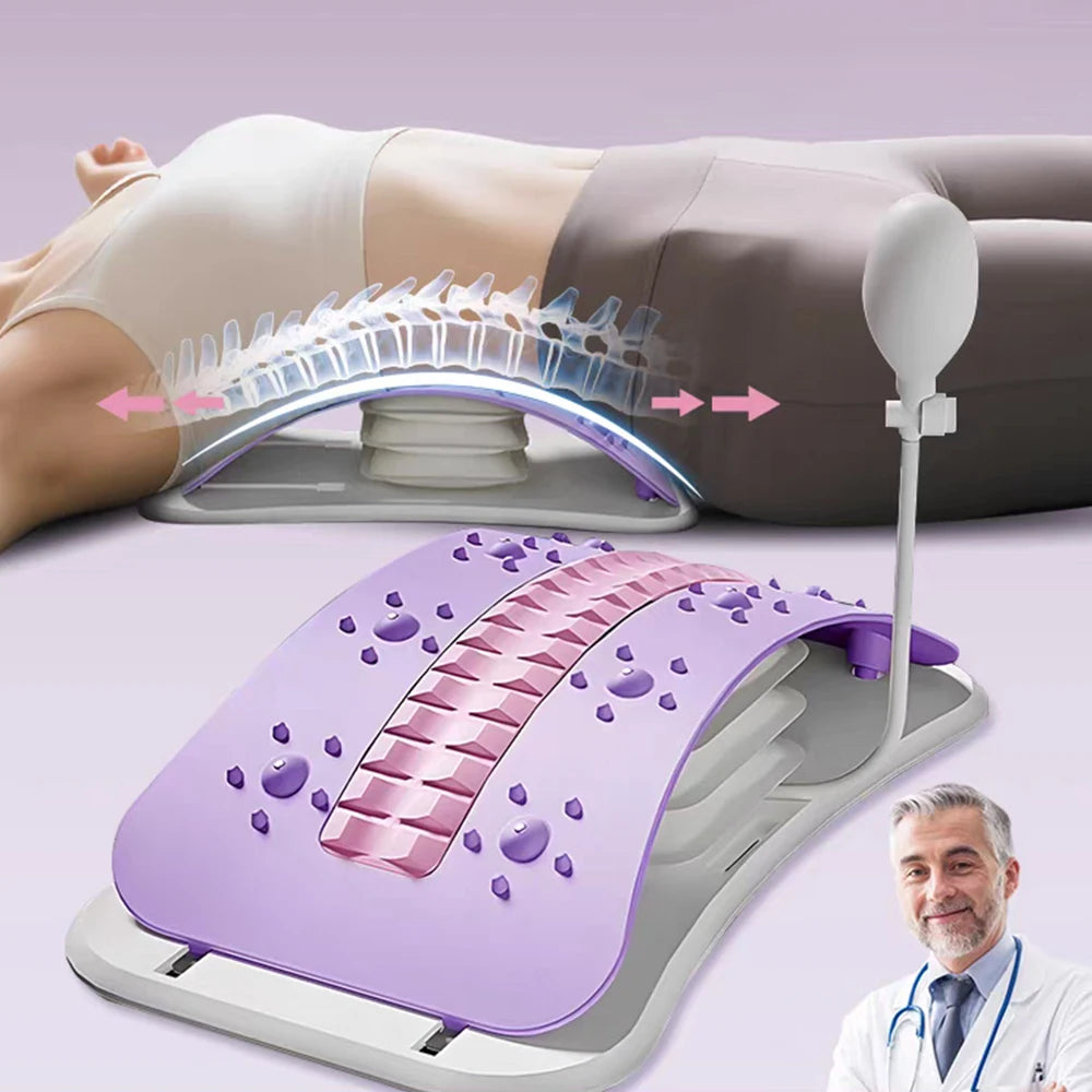 Foreverlily Adjustable Back Massager Airbag Waist Neck Support Massage Lumbar Cervical Muscle Relax Stretcher Posture Massager