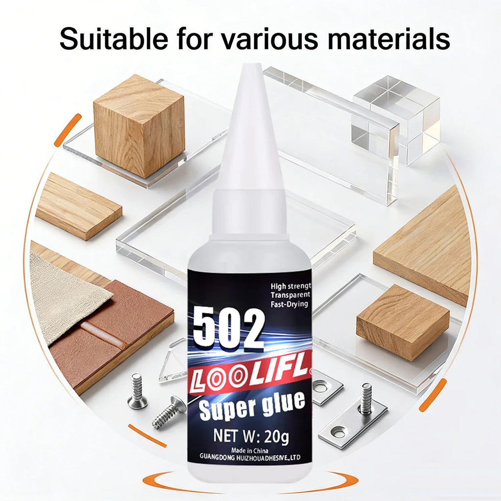 502 Super Glue 20g Fast-Drying Adhesive, Waterproof Instant Glue for Plastic, Wood, Metal, Rubber,DIY Repair with Precision Tips