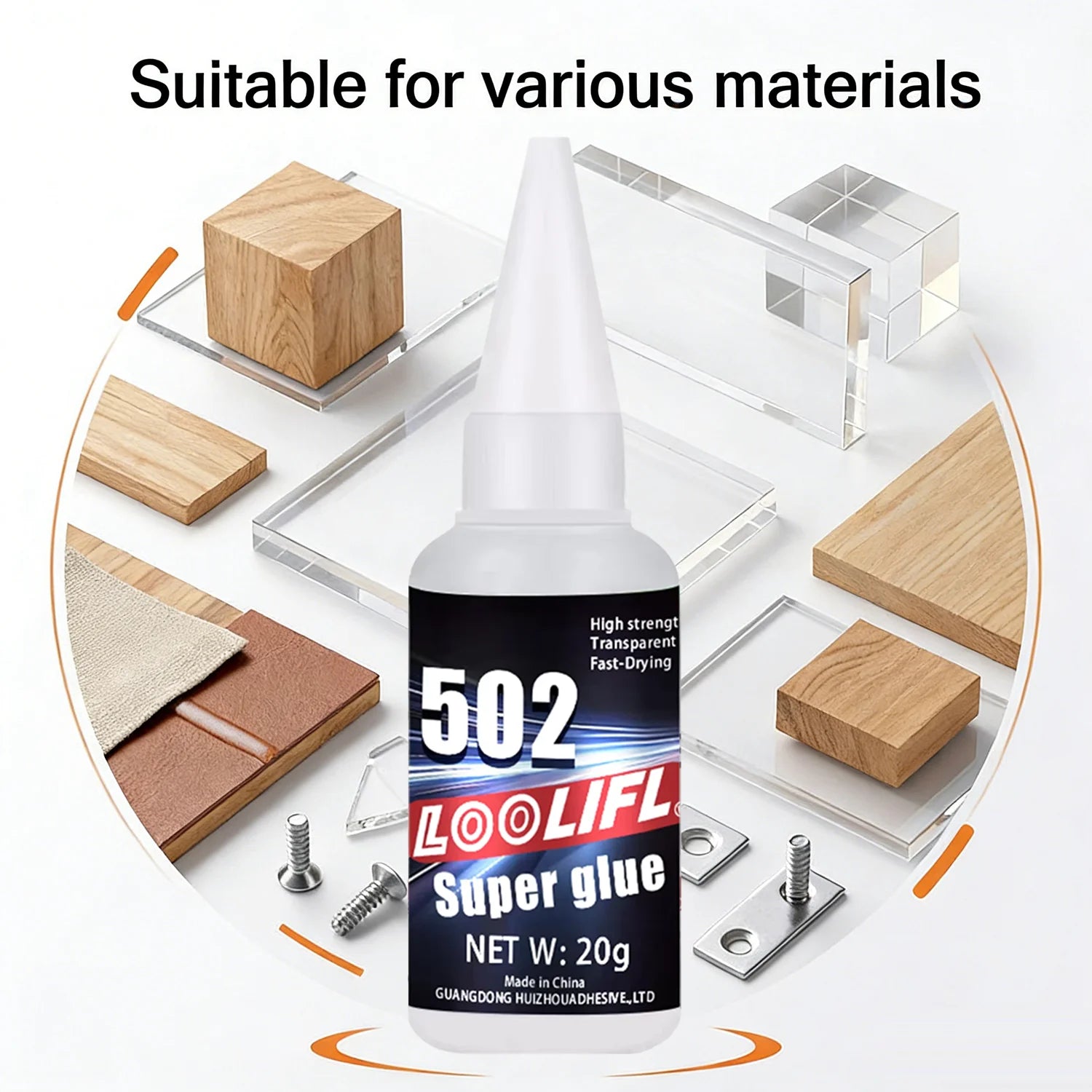 502 Super Glue 20g Fast-Drying Adhesive, Waterproof Instant Glue for Plastic, Wood, Metal, Rubber,DIY Repair with Precision Tips
