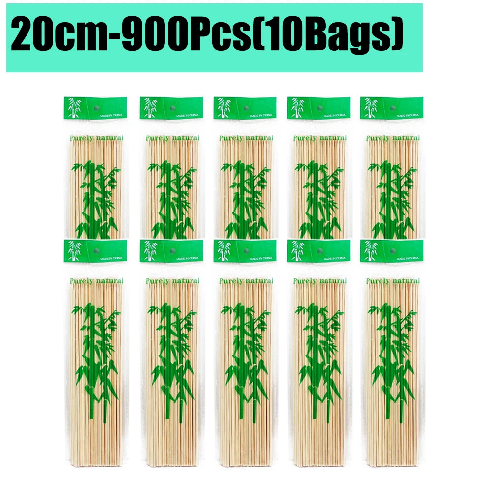 90-1350Pcs Disposable BBQ Bamboo Sticks 15/20/25/30cm for Grilling, Fruit, Kabob,BBQ, Barbecue, Kitchen, Camping, Outdoor